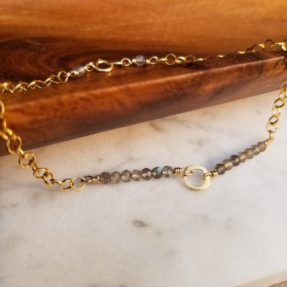 Labradorite bracelet with gold fill chain and - Picture 3 of 15